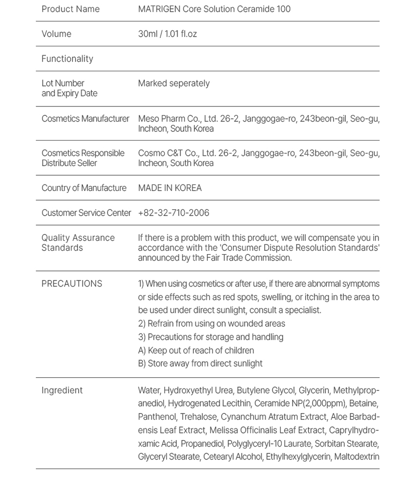 Core Solution Ceramide